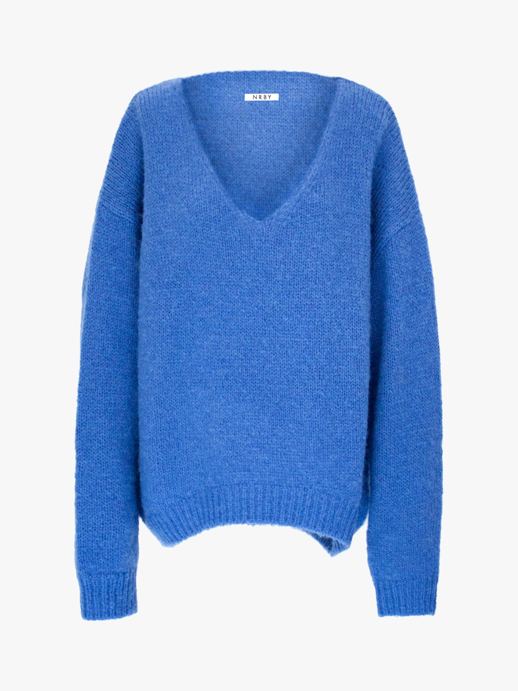 NRBY Millie Chunky V-Neck Knit Sweater, Cobalt Blue at John Lewis ...