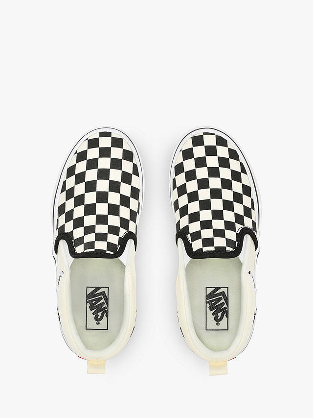 Vans Kids' Asher Slip-On Trainers, Checkers Black