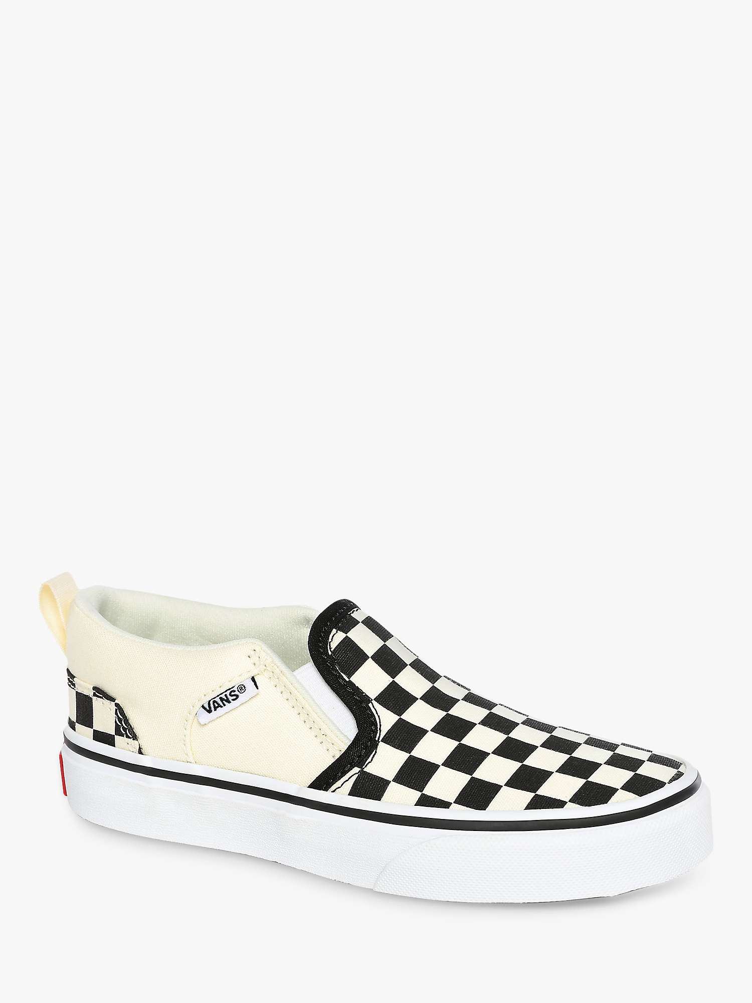 Vans Kids' Asher Slip-On Trainers, Checkers Black at John Lewis & Partners