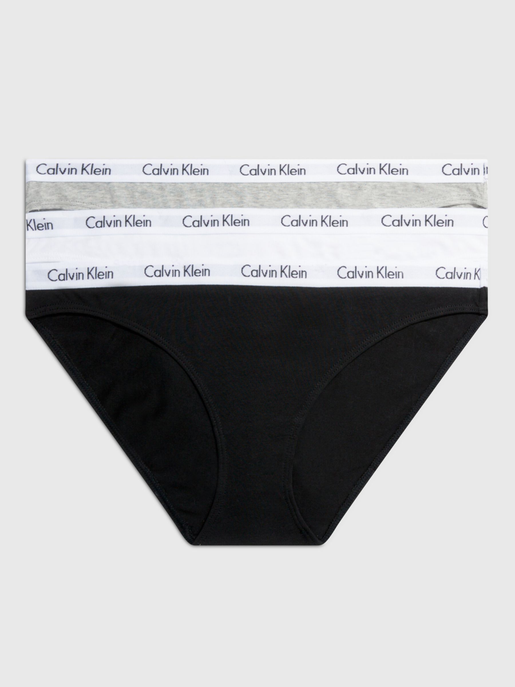 Calvin Klein Carousel Bikini Knickers, Pack of 3, Black/White/Grey at John  Lewis & Partners