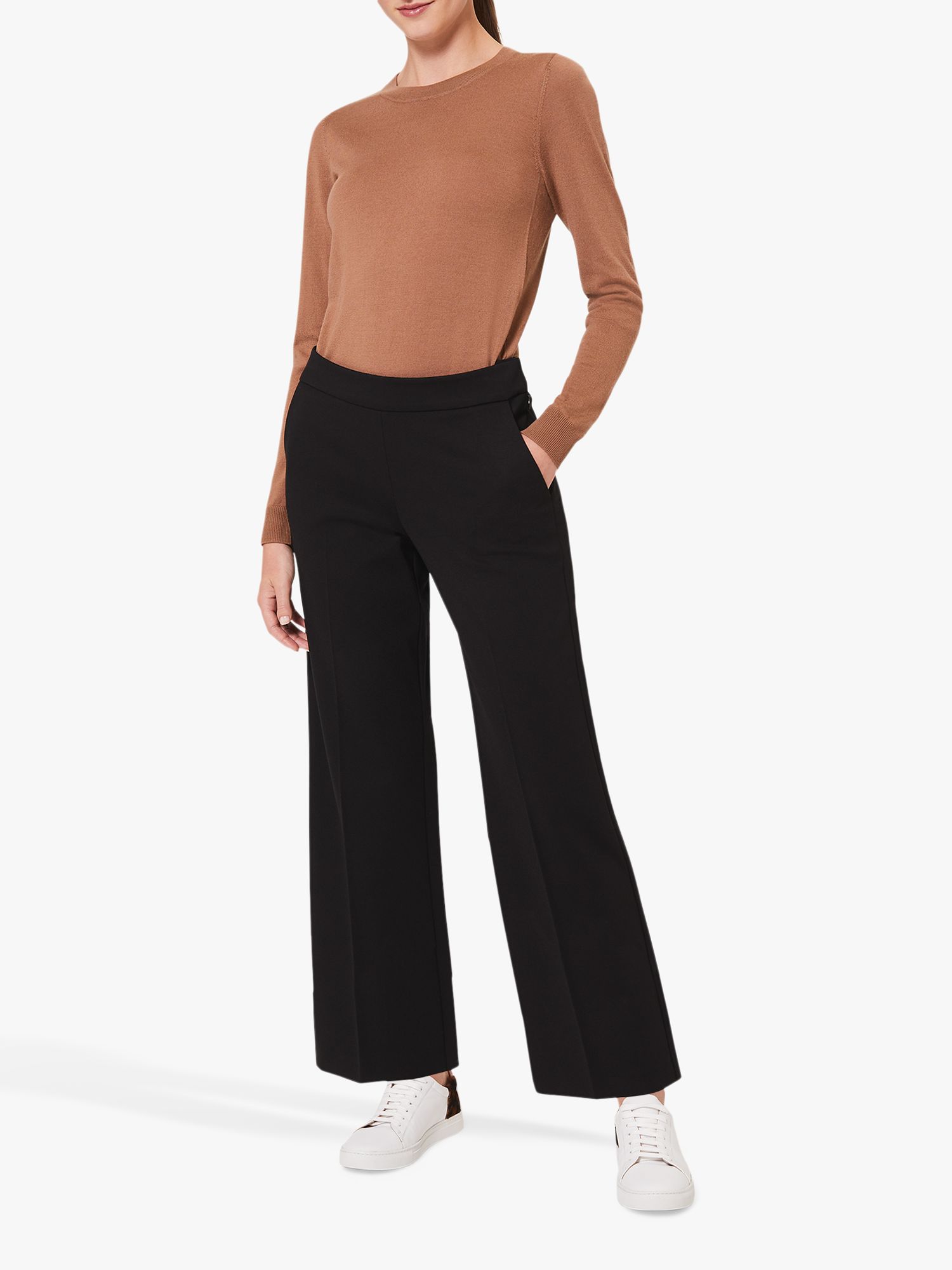 Hobbs Ponte Pippa Cropped Trousers, Black at John Lewis & Partners