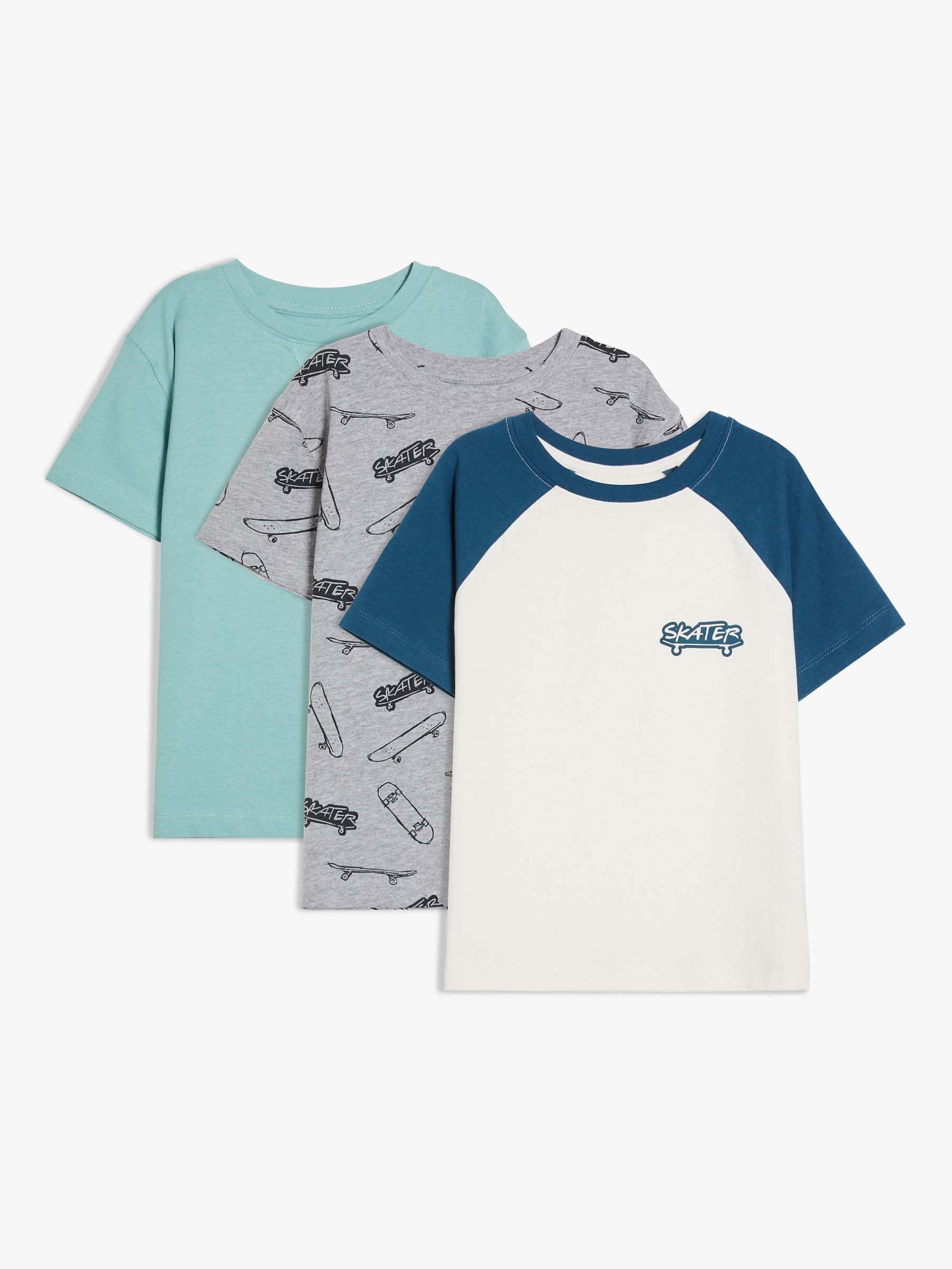 John Lewis & Partners Kids' Skater Short Sleeve T-Shirts, Pack of 3 ...