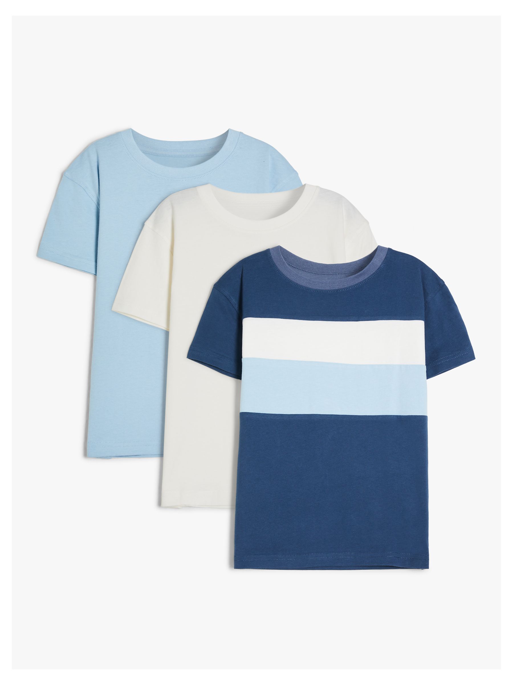 John Lewis & Partners Boys' Short Sleeve TShirts, Pack of 3, Blue