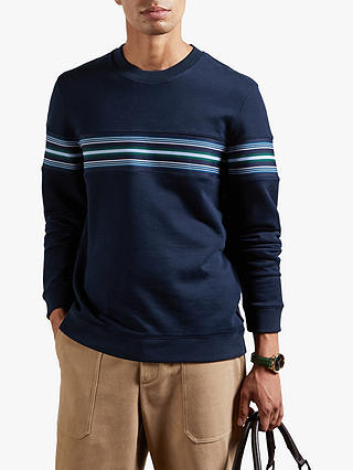 Ted Baker Sumo Cotton Blend Stripe Sweatshirt, Navy