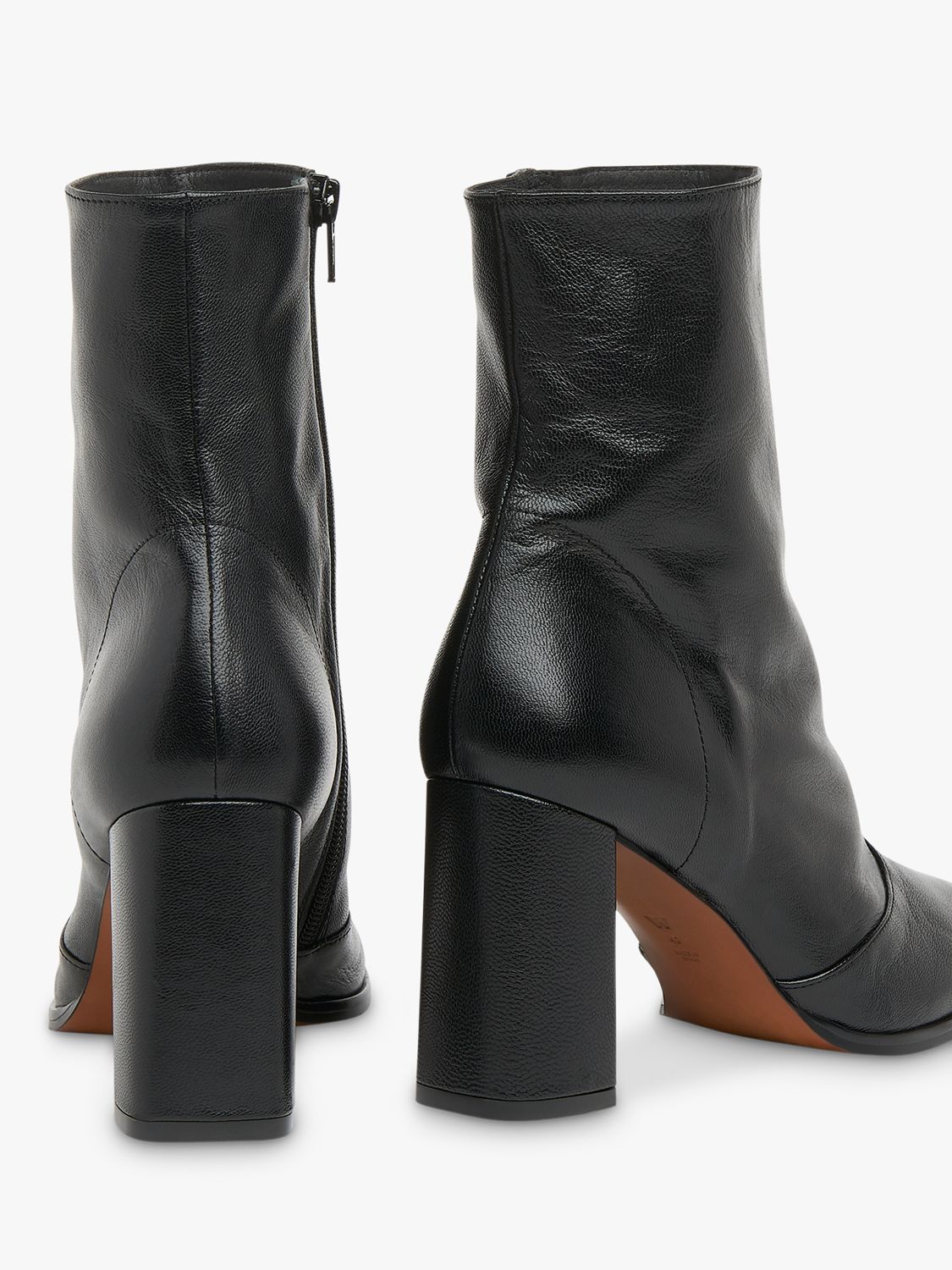 Whistles Dina Leather Heeled Boots, Black at John Lewis & Partners