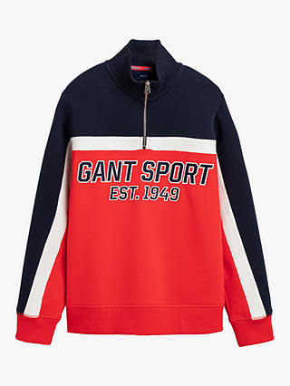 GANT Boys' Sport Logo Colour Block Half Zip Sweatshirt, Atomic Orange