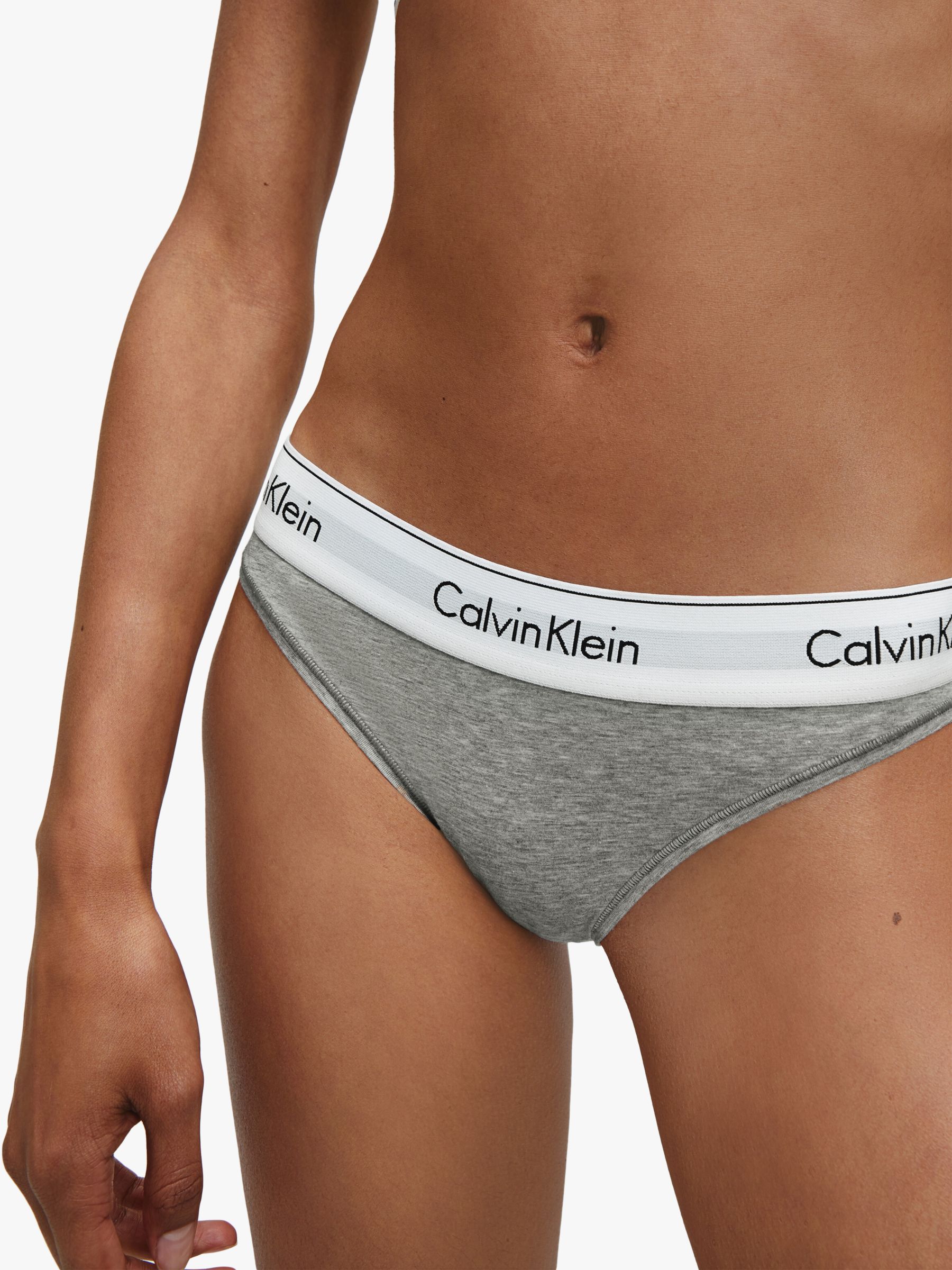 Calvin Klein Modern Cotton Bikini Knickers, Grey Heather at John