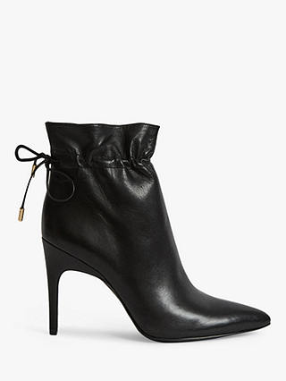 Reiss Russo Leather Ruched Ankle Boots