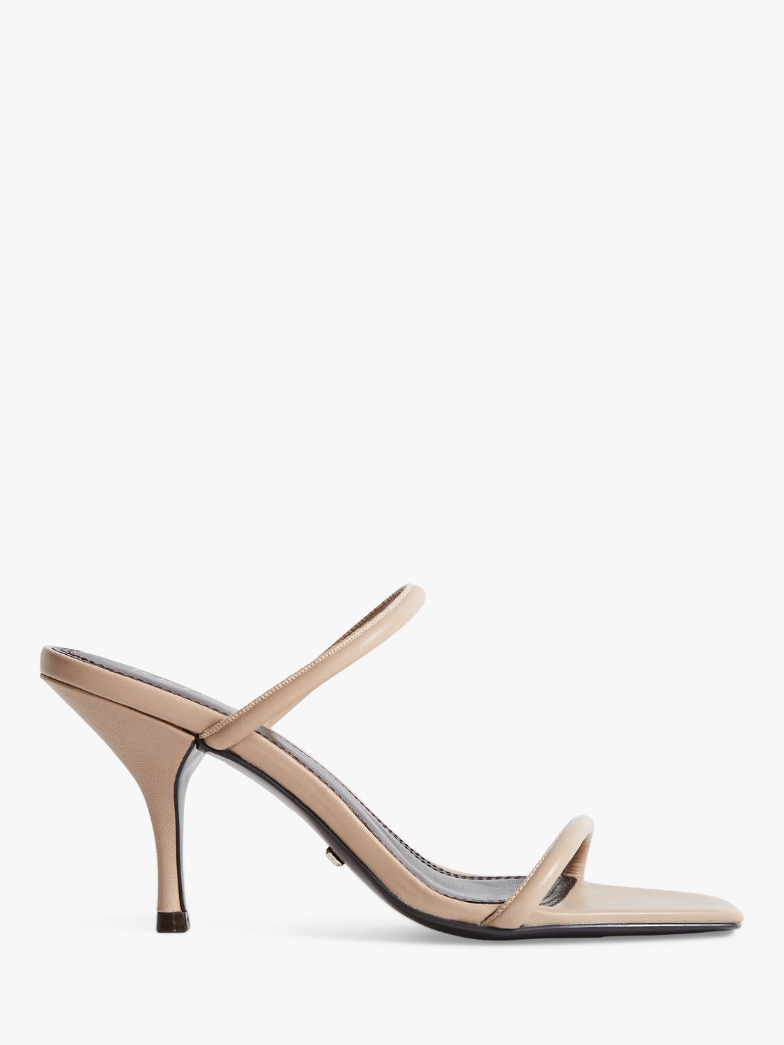 Reiss Magda Leather Strappy Heeled Sandals, Nude at John Lewis & Partners