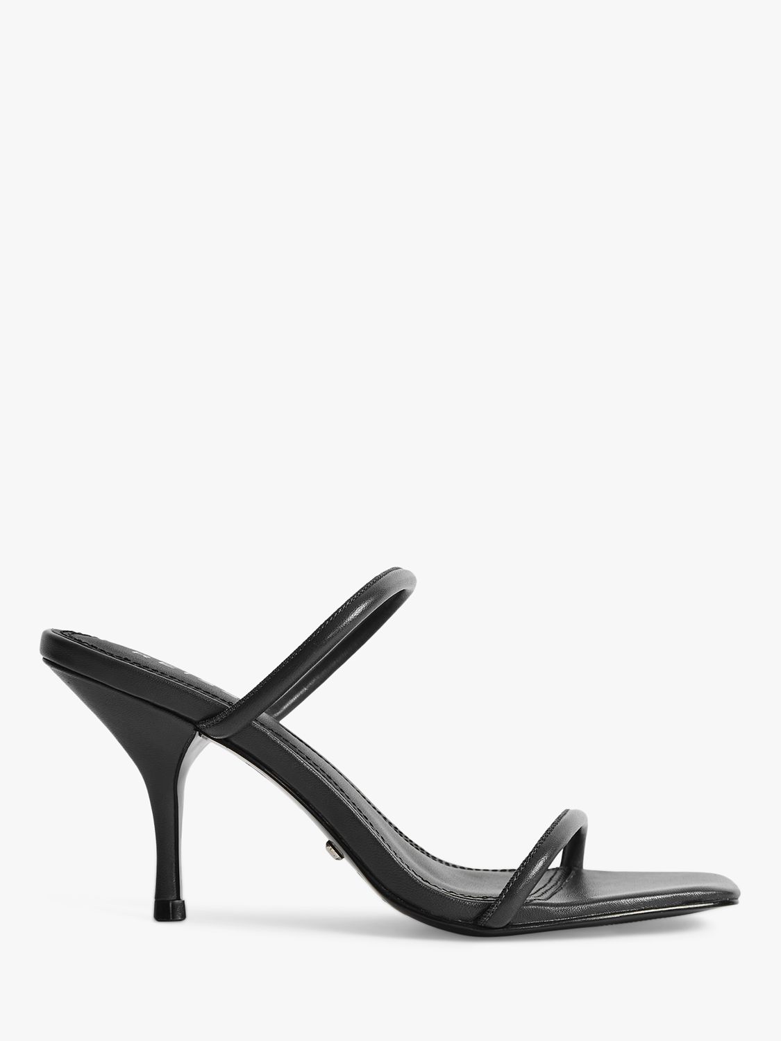 Reiss Magda Leather Strappy Heeled Sandals, Black at John Lewis & Partners