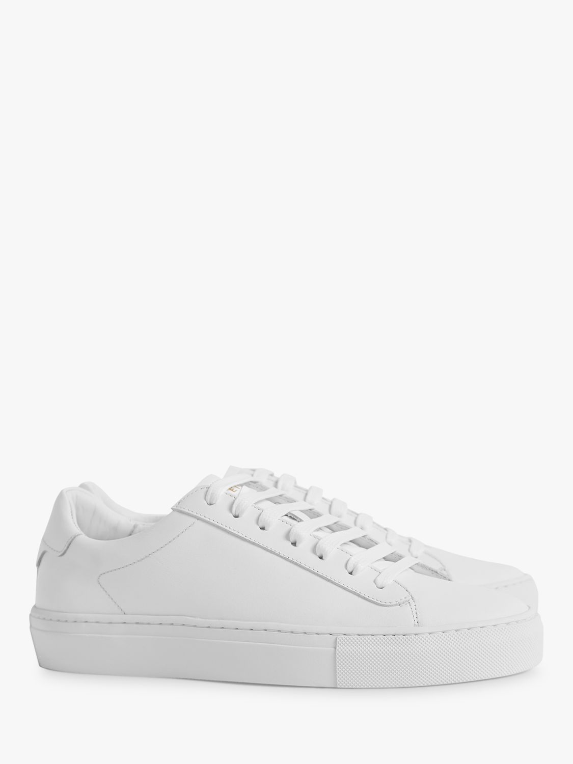Reiss Finley Leather Trainers, White, 3