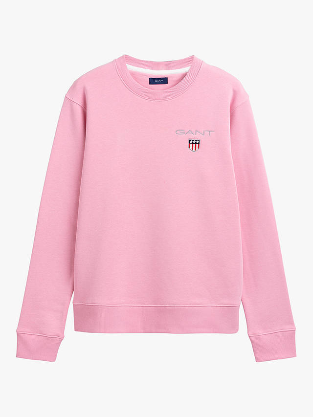 GANT Girls' Medium Shield Crew Neck Sweatshirt, Pink