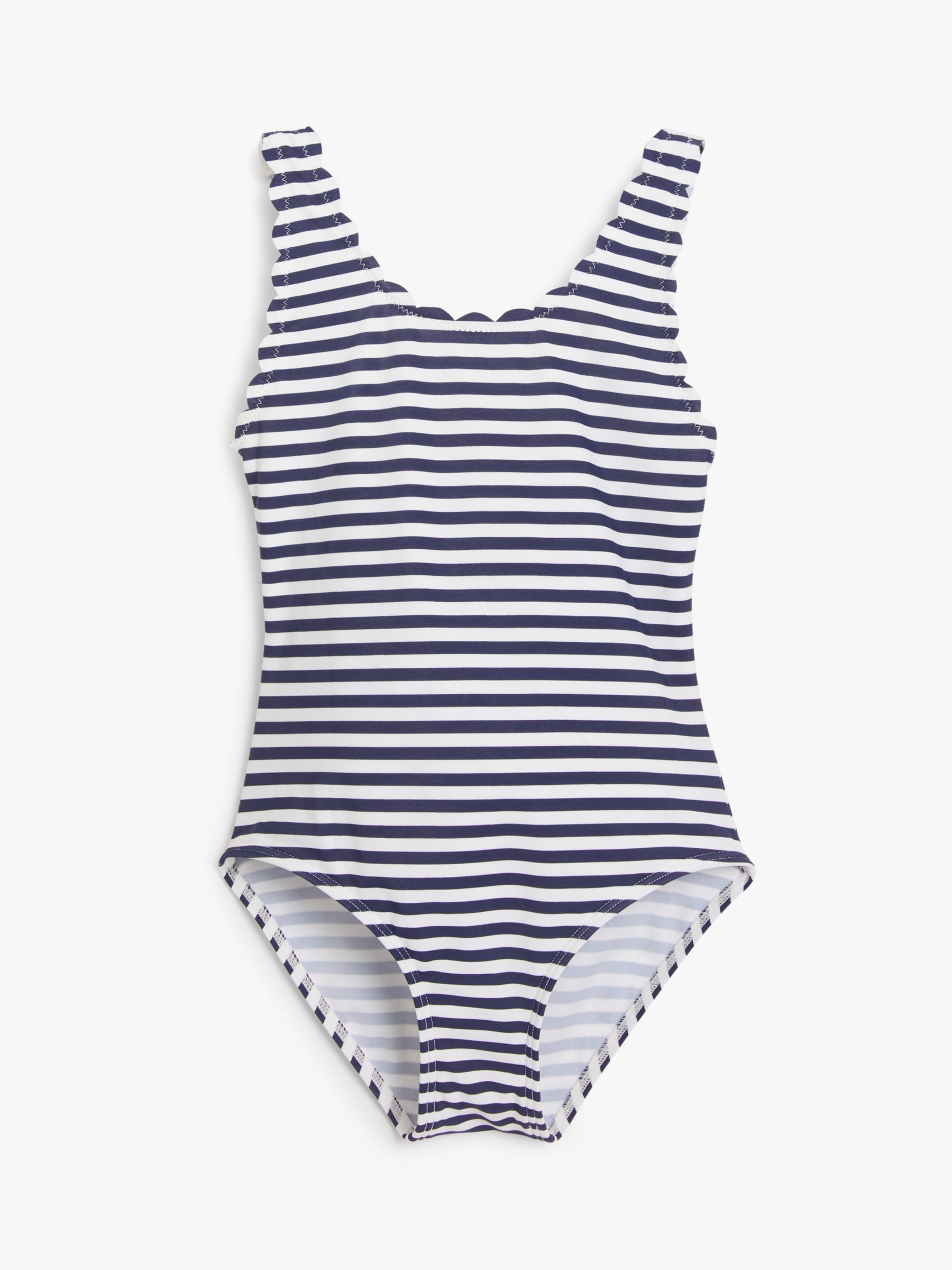 John Lewis & Partners Girls' Stripe Print Swimsuit, Blue at John Lewis ...