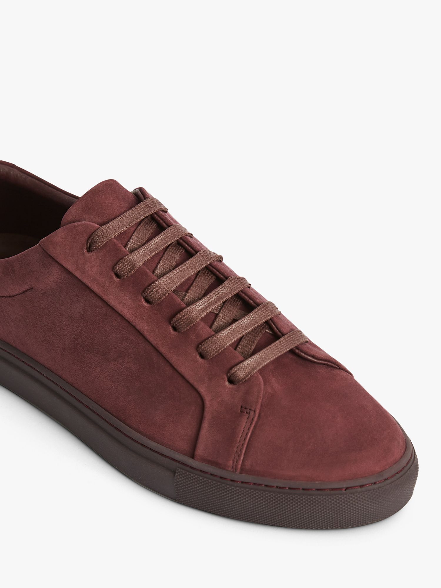 Reiss Luca Nubuck Leather Trainers, Bordeaux Red