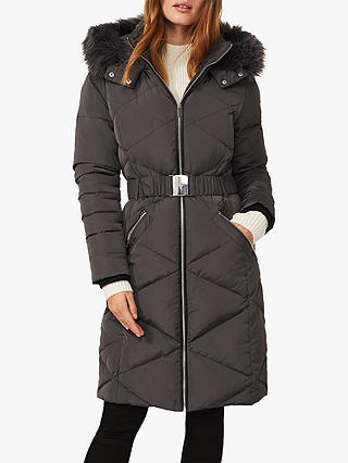 Phase Eight Remy Longline Quilted Coat, Grey