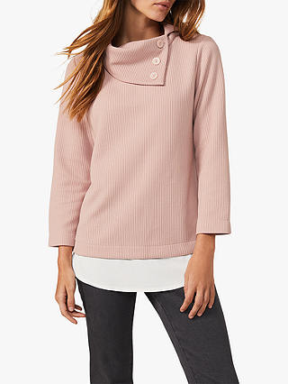 Phase Eight Mika Split Cowl Button Neck Top, Soft Pink