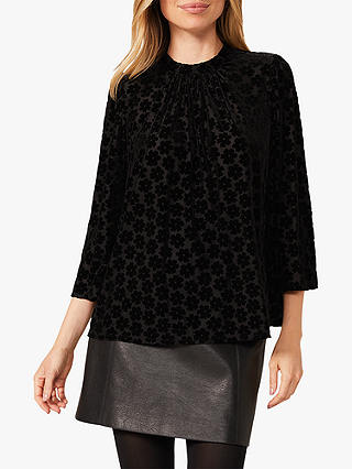Phase Eight Daisy Floral Burnout Pattern Top, Black