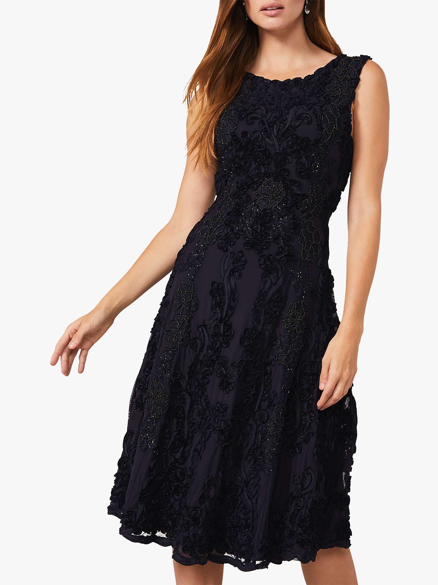 Buy Phase Eight Penelope Tapework Lace Flared Dress, Navy Online at johnlewis.com