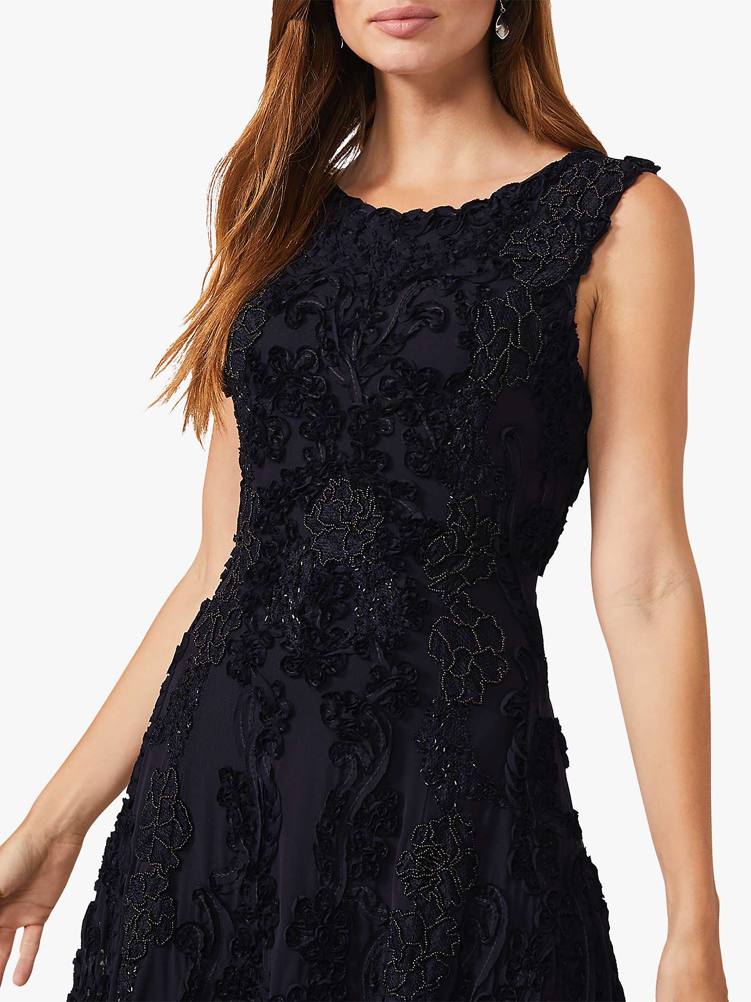 Buy Phase Eight Penelope Tapework Lace Flared Dress, Navy Online at johnlewis.com