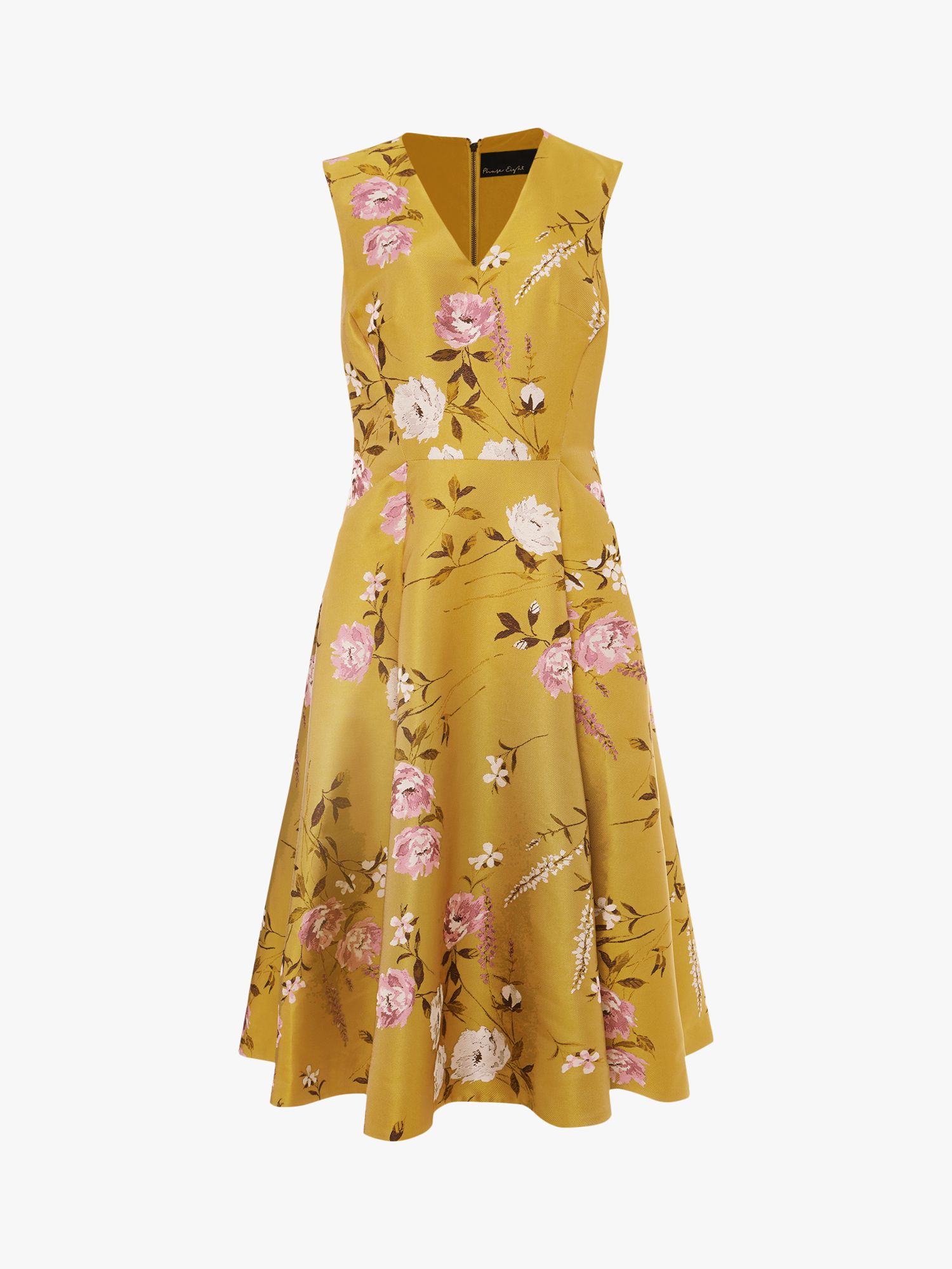 Phase Eight Cecily Floral Print Fit and Flare Dress, Citrine