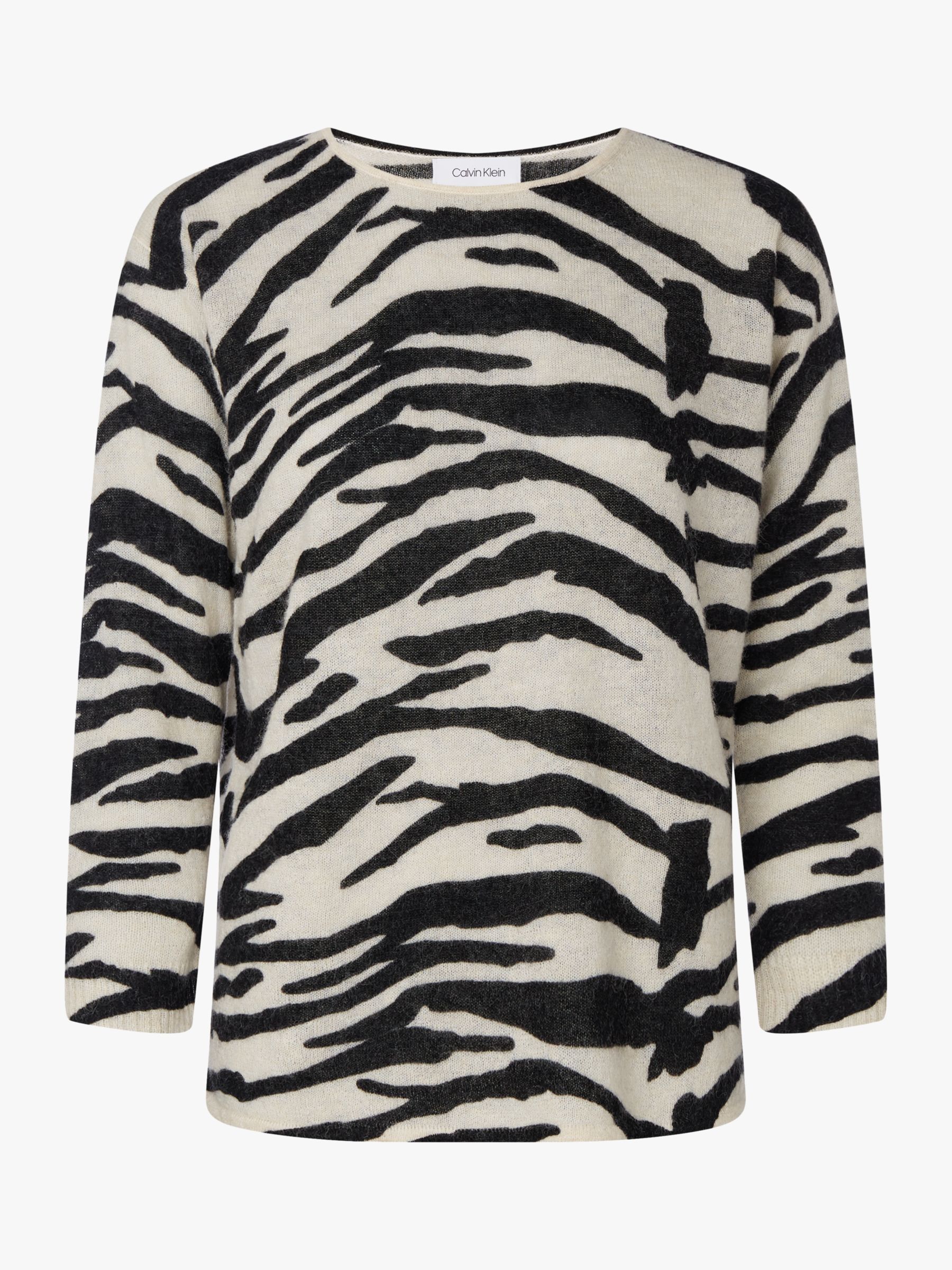Calvin Klein Alpaca Blend Zebra Jumper, Zebra/Black/White