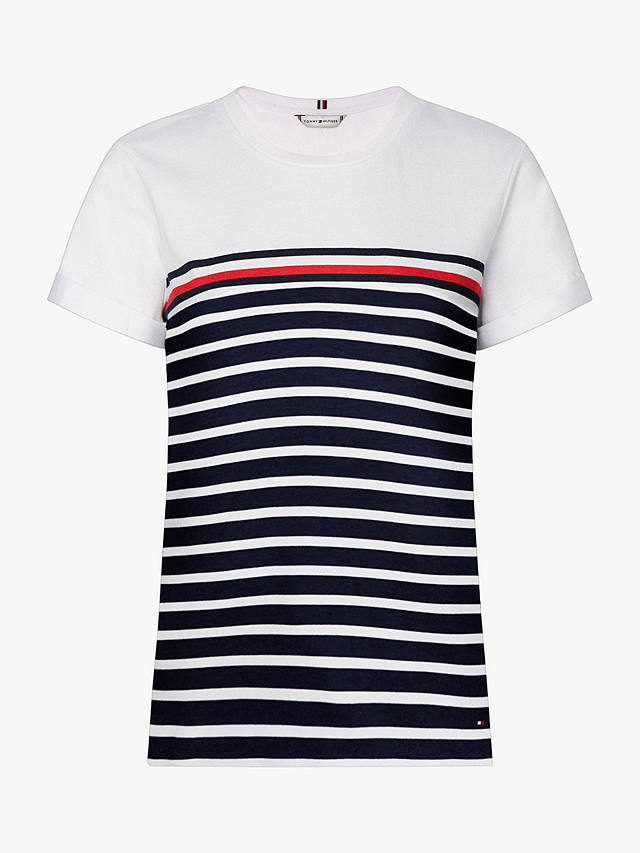 Tommy Hilfiger Stripe T-Shirt, White/Multi at John Lewis & Partners