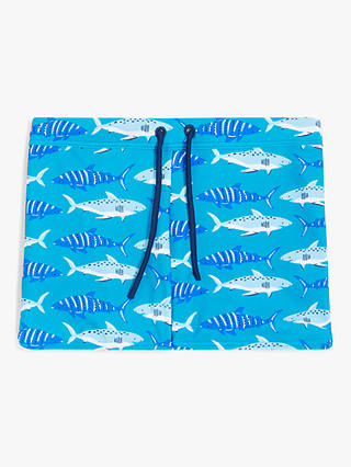 John Lewis Kids' Shark Print Swimming Trunks, Bright Blue
