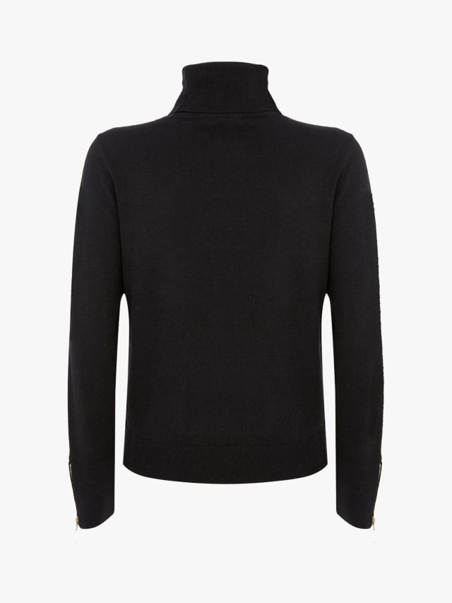 Mint Velvet Cashmere Blend Roll Neck Jumper, Black at John Lewis