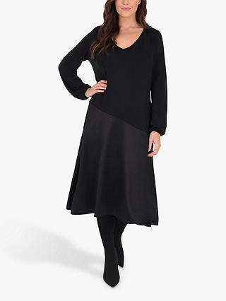 Live Unlimited Curve Satin Panel Jersey Midi Dress, Black