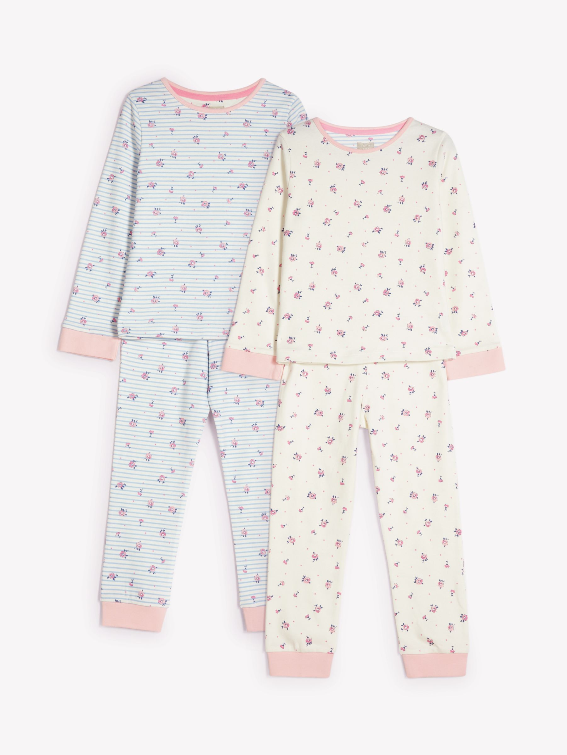 John Lewis & Partners Girls' Vintage Floral Pyjamas, Pack of 2, Multi ...