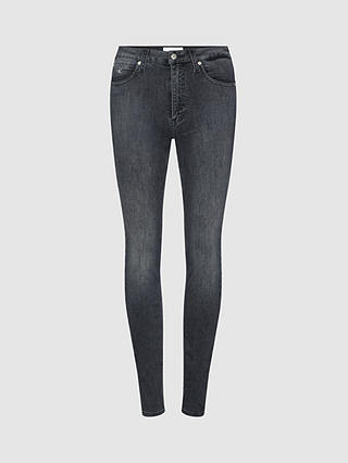 Calvin Klein High Rise Monogram Skinny Jeans, Grey