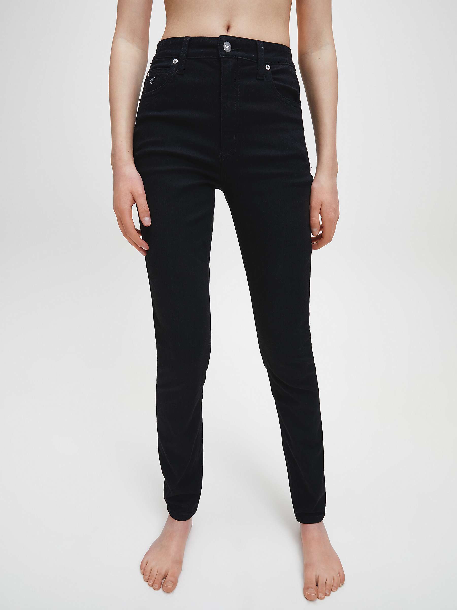 Calvin Klein High Rise Monogram Skinny Jeans, Black at John Lewis ...