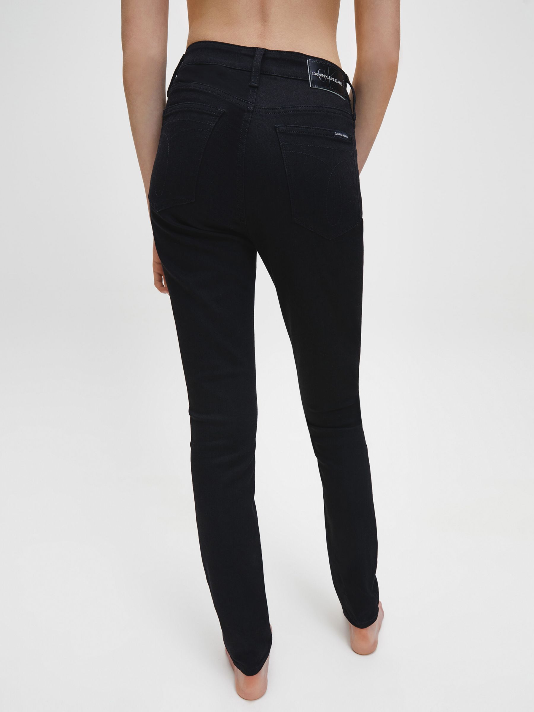 Calvin Klein High Rise Monogram Skinny Jeans, Black, 24R
