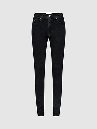 Calvin Klein High Rise Monogram Skinny Jeans, Black