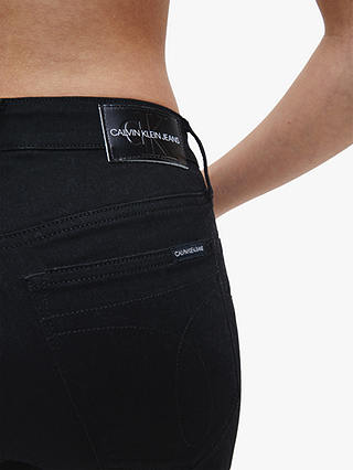 Calvin Klein High Rise Monogram Skinny Jeans, Black