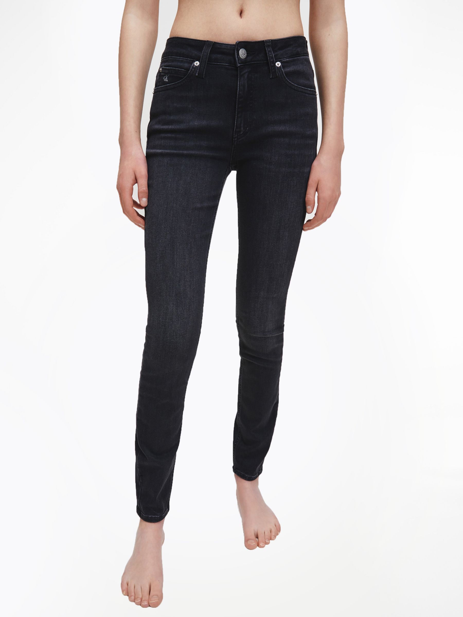 Calvin Klein Mid Rise Skinny Jeans, Washed Black at John Lewis & Partners
