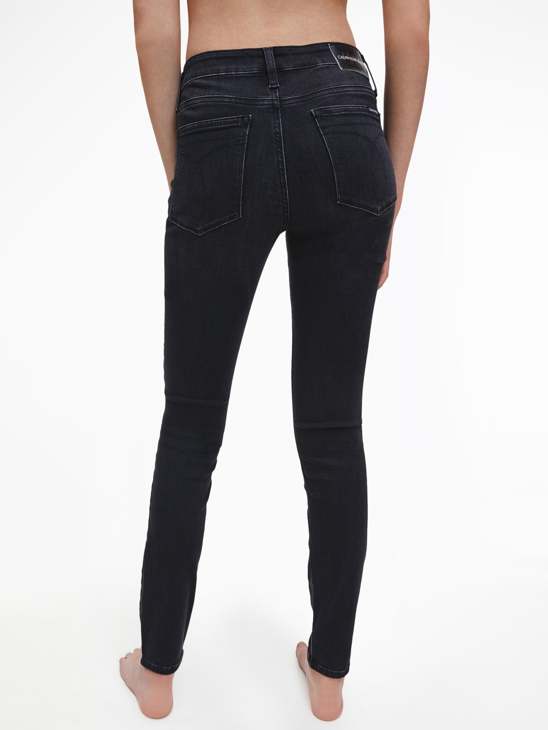 Calvin Klein Mid Rise Skinny Jeans, Washed Black at John Lewis & Partners