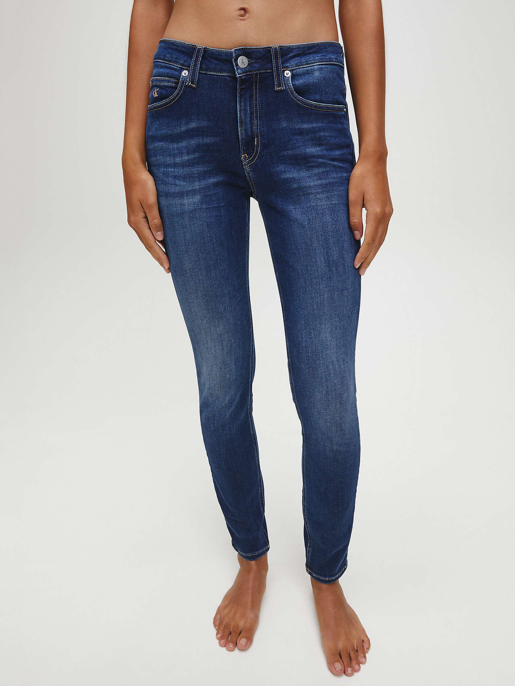 Buy Calvin Klein Mid Rise Monogram Skinny Jeans, Mid Blue Online at johnlewis.com