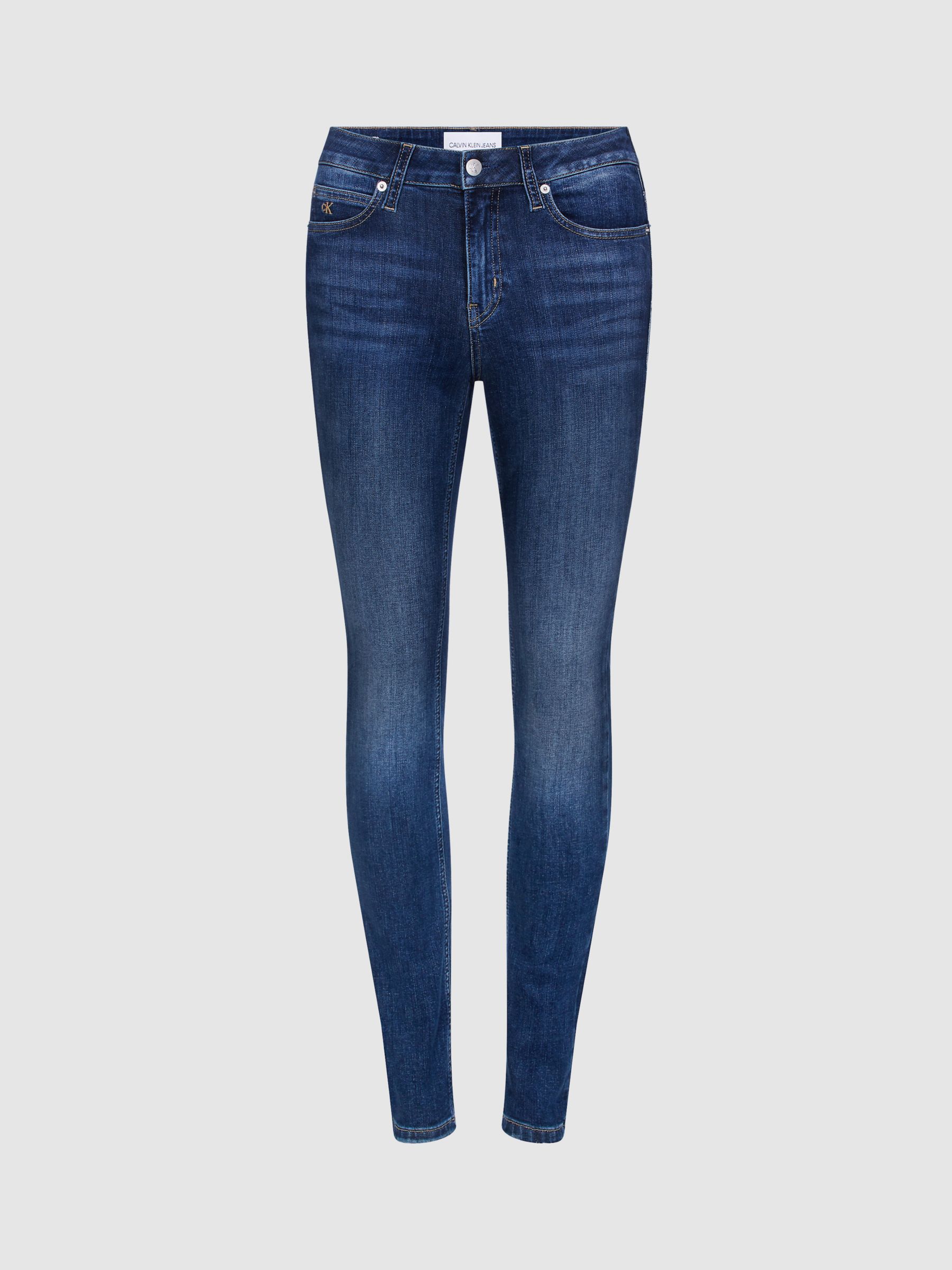 Calvin Klein Mid Rise Monogram Skinny Jeans, Mid Blue, 25S