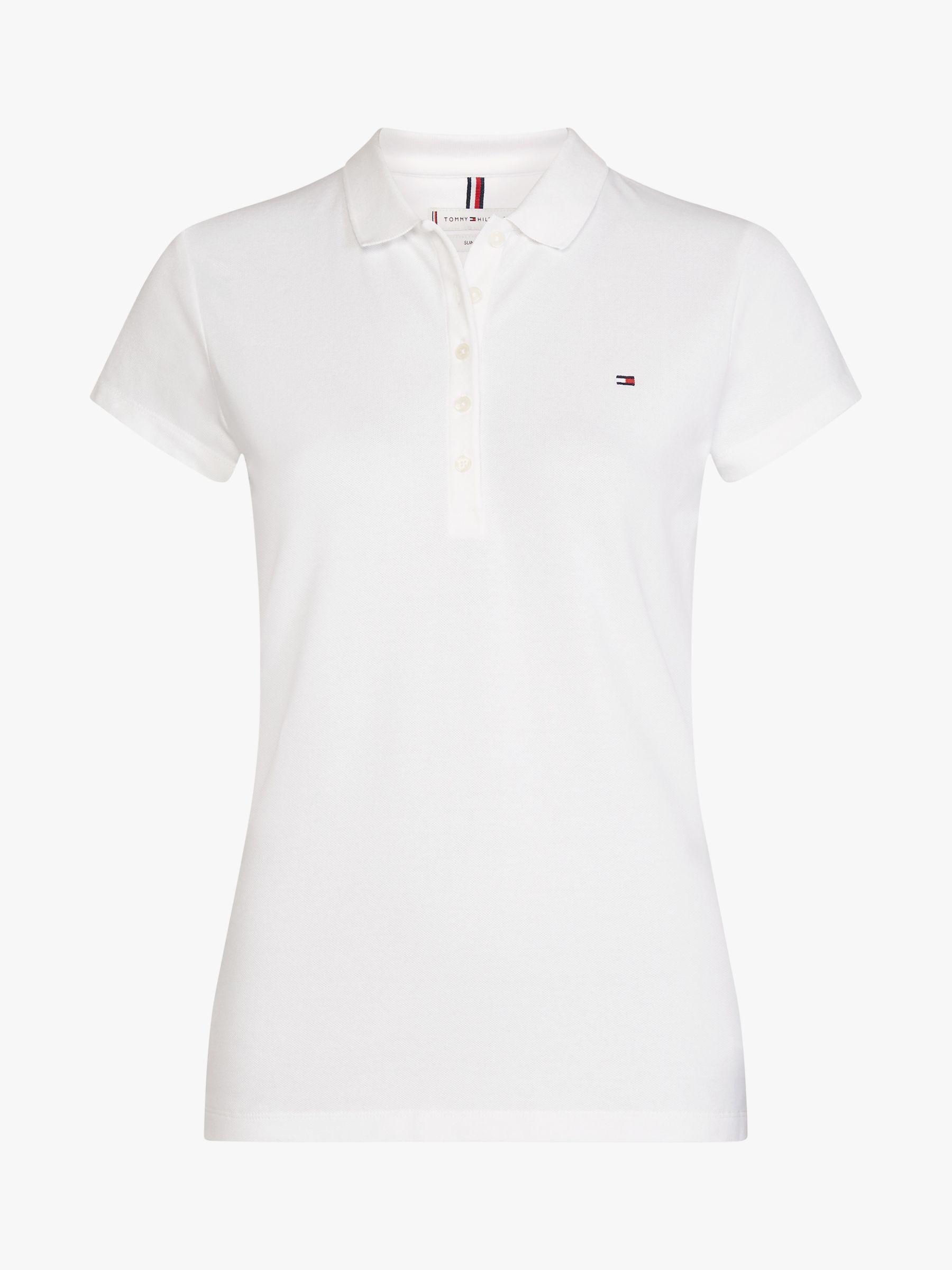 Tommy Hilfiger Slim Fit Long Sleeve Polo Shirt, Classic White at John ...