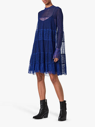 AllSaints Briella Tiered Lace Mini Dress