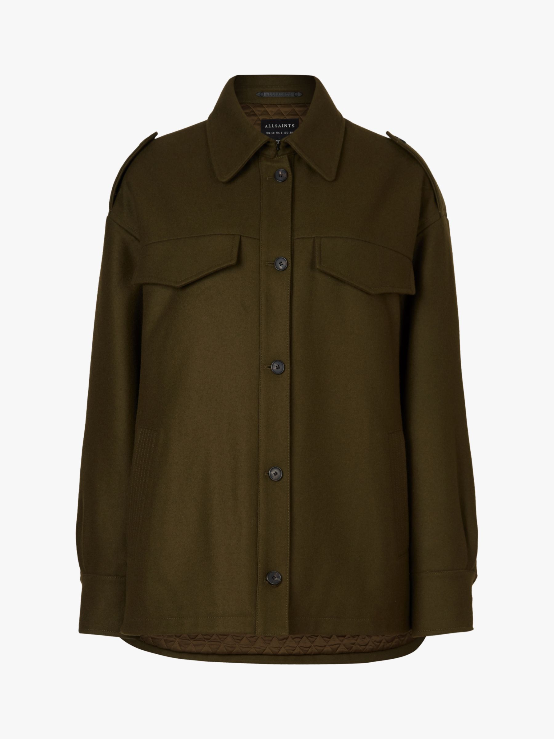 AllSaints Emery Wool Blend Quilt Jacket, Army Green