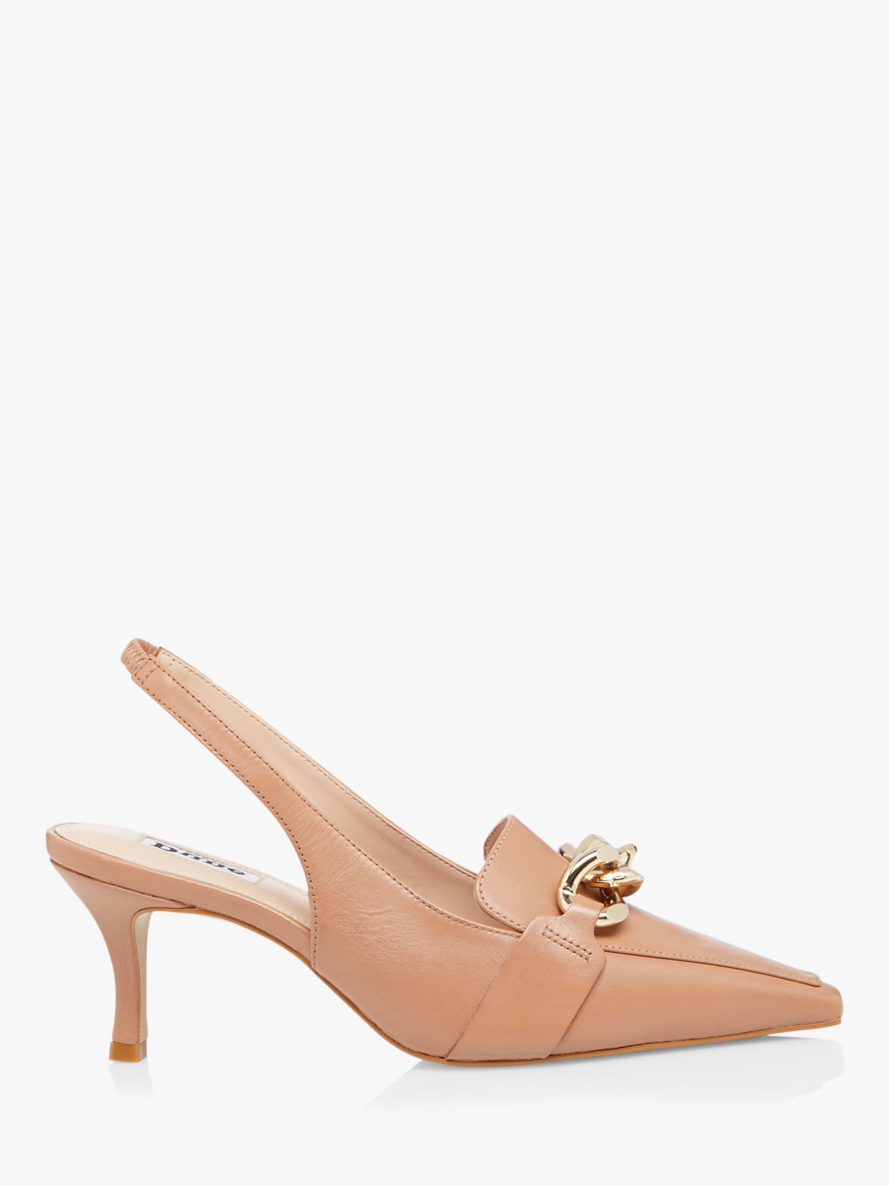 Dune California Leather Chain Detail Slingback Court Shoes