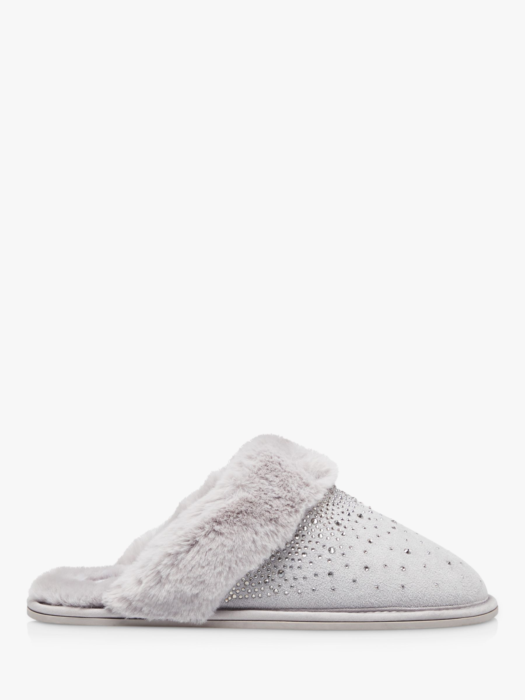 Dune Snoozes Faux Fur Embellished Slippers Mink At John Lewis And Partners 