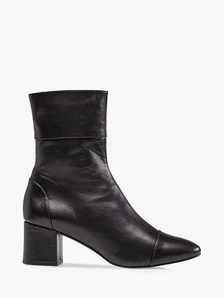 Dune Onyx Leather Ankle Boots