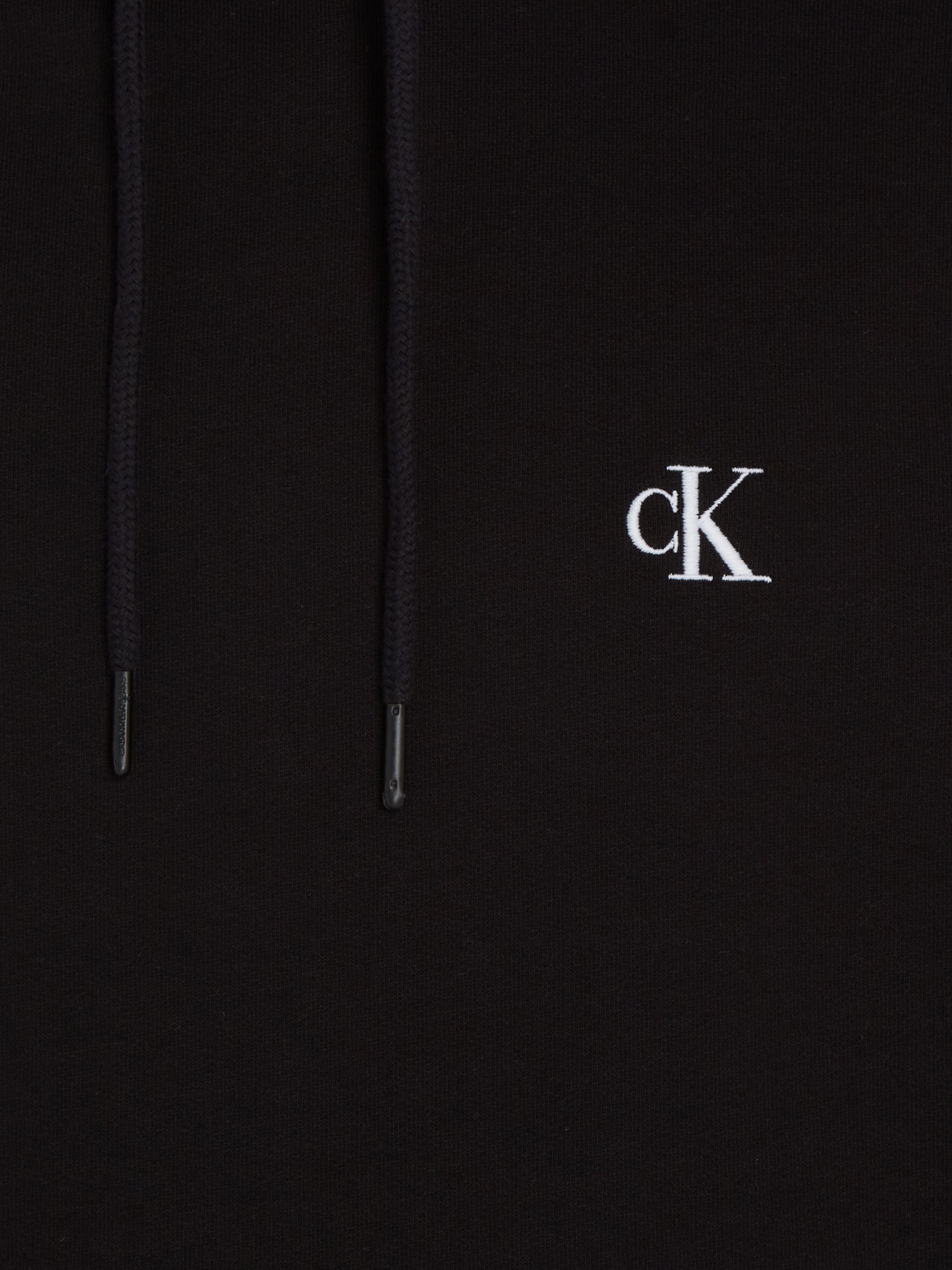 Calvin Klein Essential Cotton Blend Logo Hoodie, CK Black at John Lewis ...