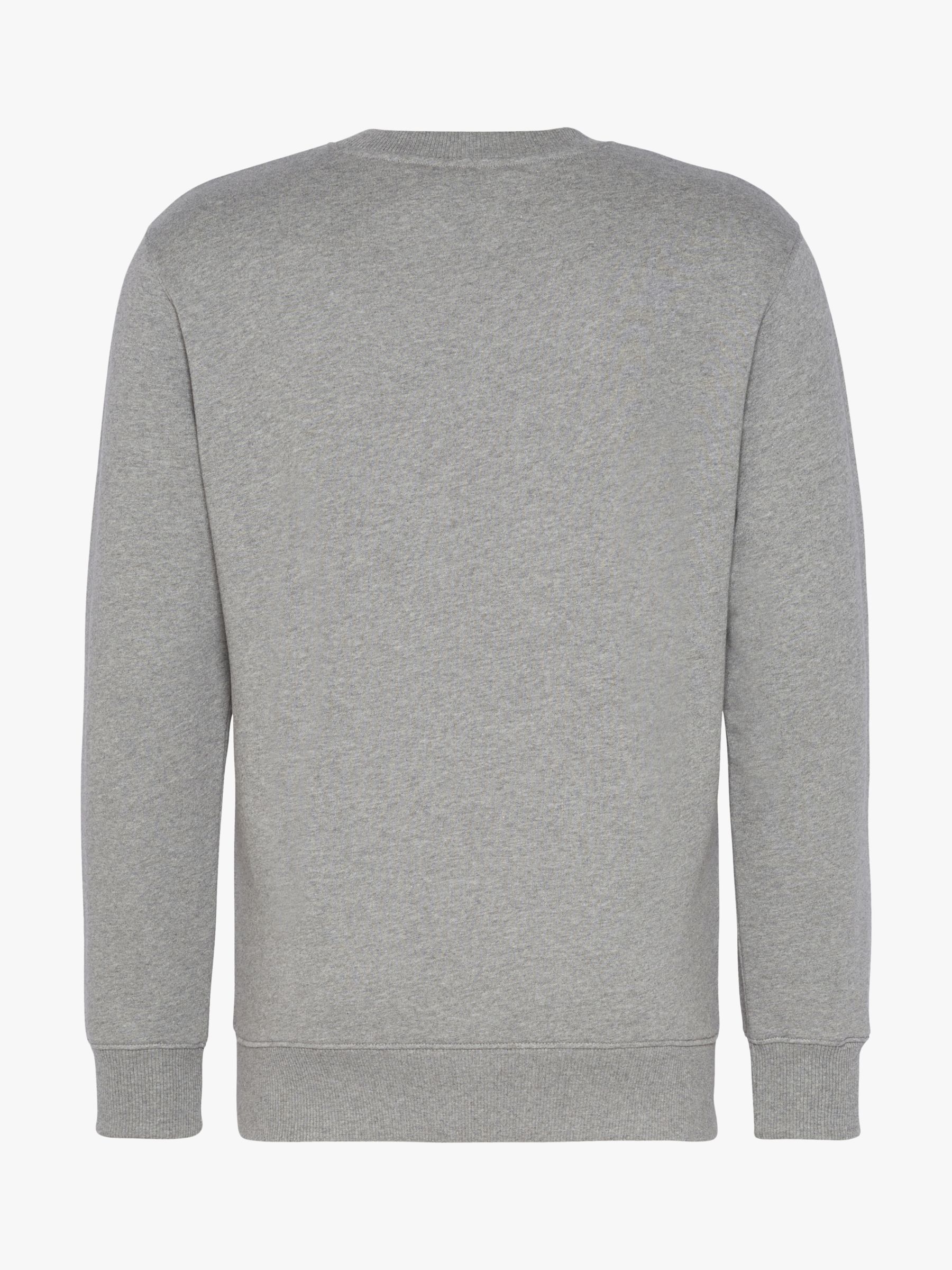 Calvin Klein Organic Cotton Logo Crew Neck Sweatshirt, Grey Heather at ...