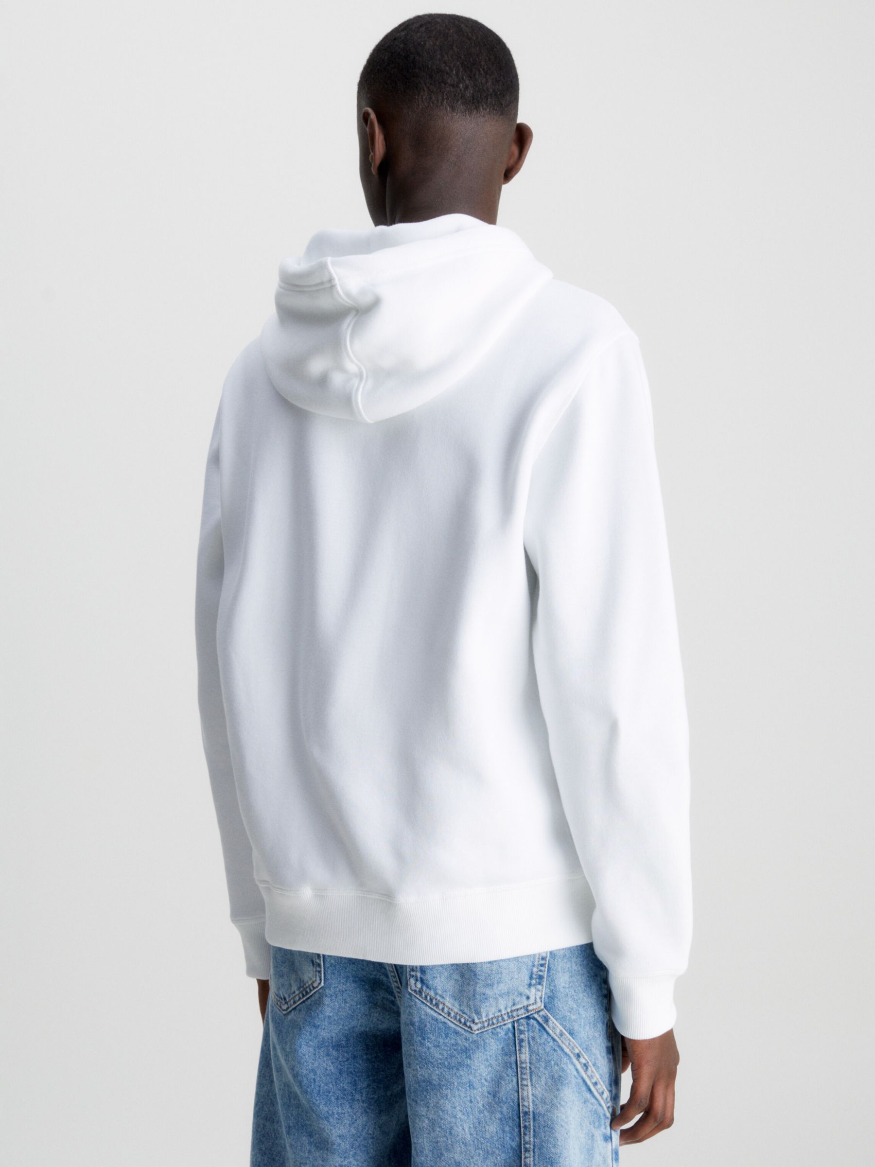 Calvin Klein Essential Cotton Blend Logo Hoodie, Bright White at John Lewis  & Partners