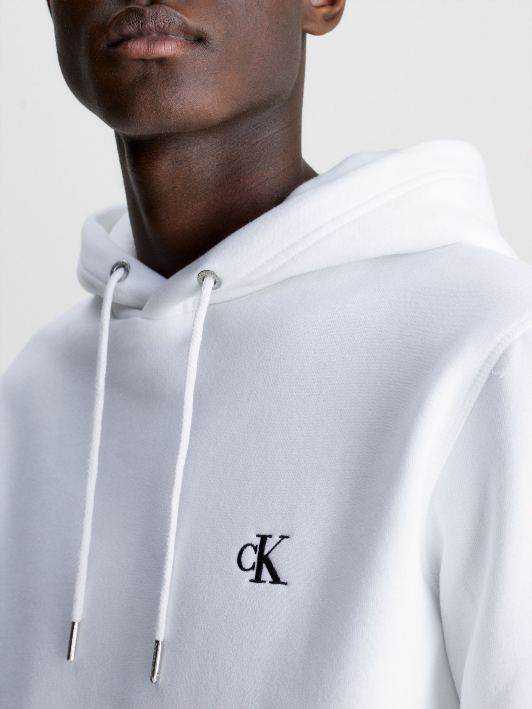 Calvin Klein Essential Cotton Blend Logo Hoodie, Bright White, XS