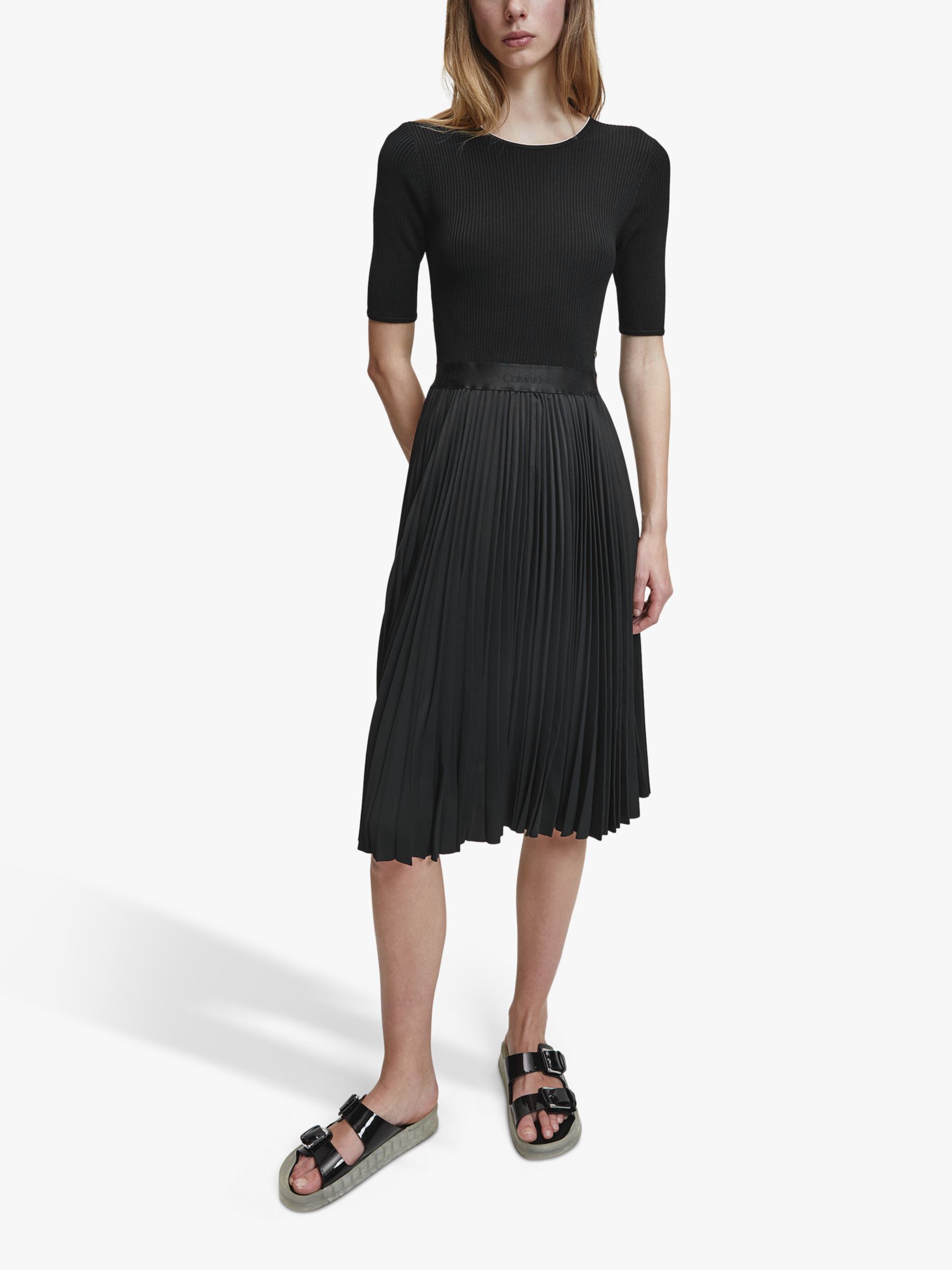 Calvin Klein Pleated Dress, Black